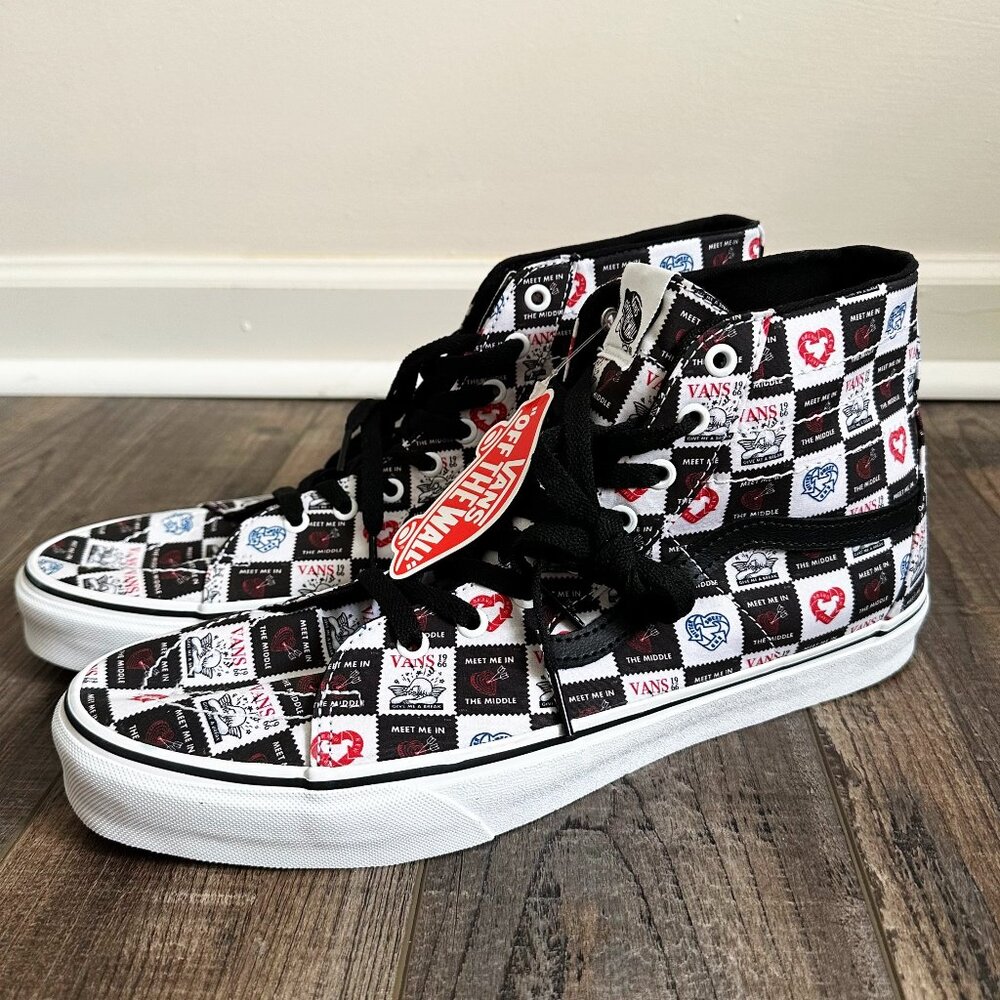 Vans Sk8-Hi Tapered Love Letters Black White Checkerboard Men's Size 13 NEW